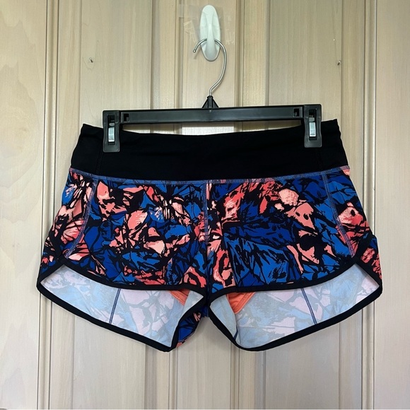 lululemon athletica Orange and Blue Speed-up Shorts size 4 - Picture 1 of 8
